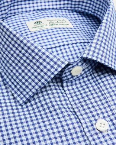Borrelli Men's Cotton Multi-Plaid Point Collar Dress Shirt | Thumbnail 10 Borrelli Men's Cotton Multi-Plaid Point Collar Dress Shirt | Thumbnail 10
