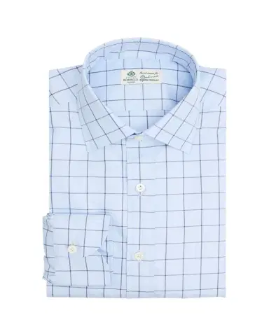 Borrelli Men's Cotton Multi-Plaid Point Collar Dress Shirt | Thumbnail 1 Borrelli Men's Cotton Multi-Plaid Point Collar Dress Shirt | Thumbnail 1