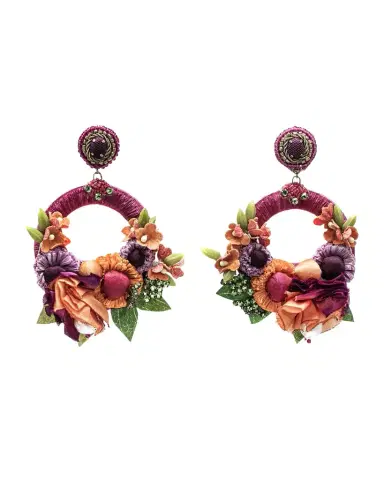 Ranjana Khan Pink Floral and Ribbon Earrings with Crystal Petals | Thumbnail 1