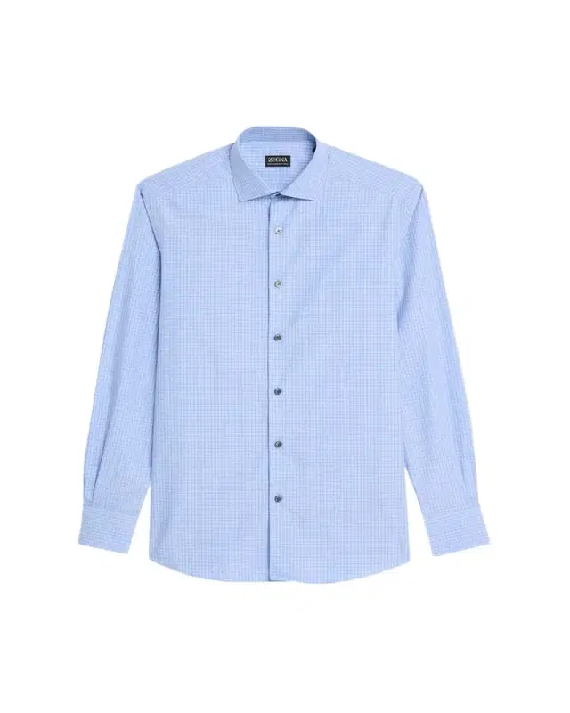 ZEGNA Men's Cotton Tonal Grid Check Sport Shirt