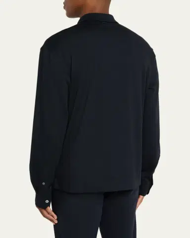 Zegna Men's Cotton Classic Fit Long-Sleeve Polo Shirt | Thumbnail 3