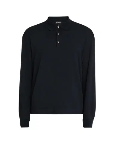 Zegna Men's Cotton Classic Fit Long-Sleeve Polo Shirt | Thumbnail 1