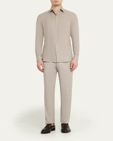 ZEGNA Men's Melange Cashmere and Cotton Modern-Fit Sport Shirt | Thumbnail 2