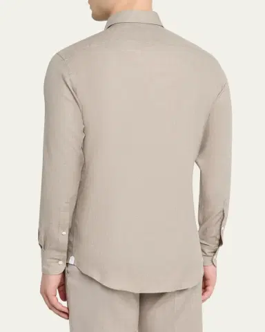 ZEGNA Men's Melange Cashmere and Cotton Modern-Fit Sport Shirt | Thumbnail 3