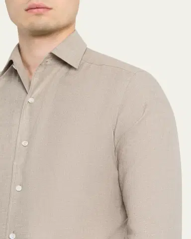 ZEGNA Men's Melange Cashmere and Cotton Modern-Fit Sport Shirt | Thumbnail 5