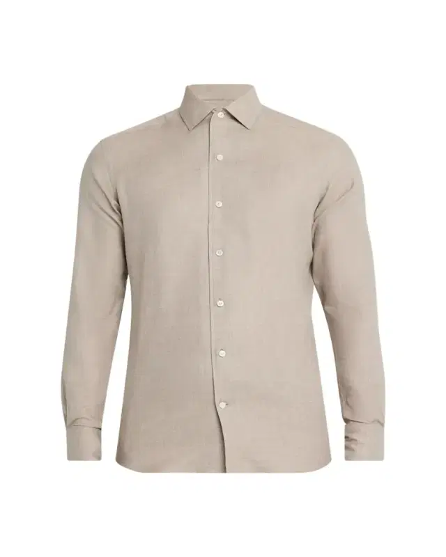 Men's Melange Cashmere and Cotton Modern-Fit Sport Shirt