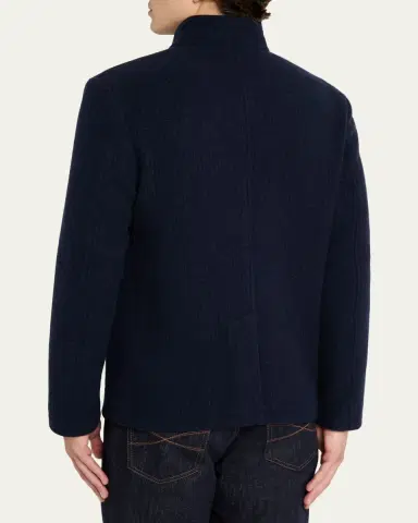 Maurizio Baldassari Men's Cashmere Stand Collar Four-Button Jacket | Thumbnail 3 Maurizio Baldassari Men's Cashmere Stand Collar Four-Button Jacket | Thumbnail 3