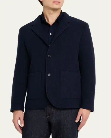 Maurizio Baldassari Men's Cashmere Stand Collar Four-Button Jacket | Thumbnail 4 Maurizio Baldassari Men's Cashmere Stand Collar Four-Button Jacket | Thumbnail 4