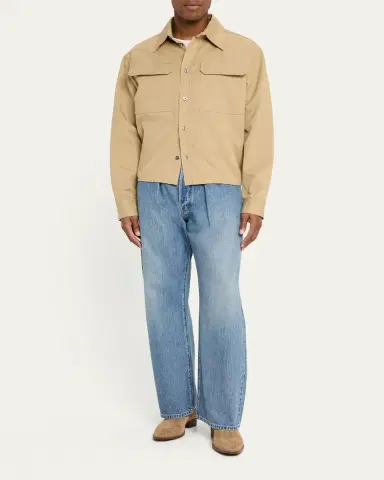 The Seven Continents Men's Cinch Blue Denim Loose-Fit Pleated Jeans | Thumbnail 2