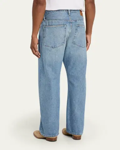 The Seven Continents Men's Cinch Blue Denim Loose-Fit Pleated Jeans | Thumbnail 3