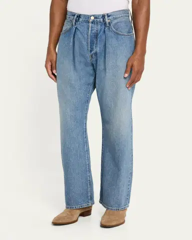 The Seven Continents Men's Cinch Blue Denim Loose-Fit Pleated Jeans | Thumbnail 4