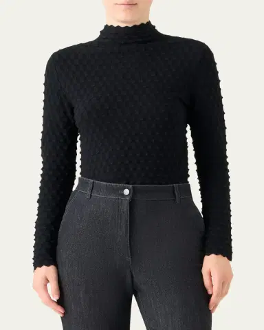Akris punto Popcorn Knit Mock-Neck Sweater | Thumbnail 4