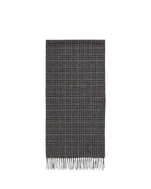 Men's Houndstooth Plaid Silk Cashmere Scarf