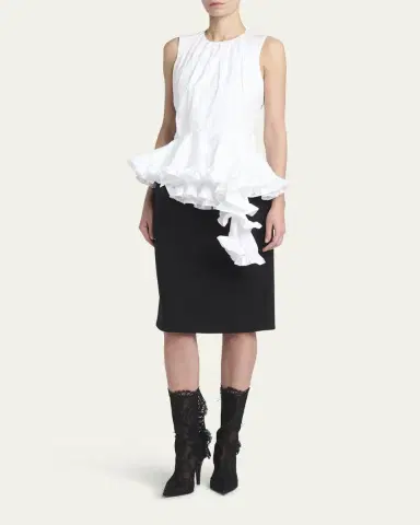 Alexander McQueen Asymmetric Ruffled Peplum-Hem Blouse | Thumbnail 2