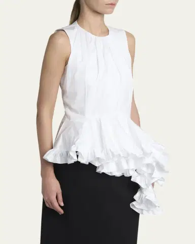 Alexander McQueen Asymmetric Ruffled Peplum-Hem Blouse | Thumbnail 4