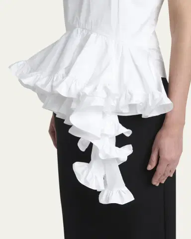 Alexander McQueen Asymmetric Ruffled Peplum-Hem Blouse | Thumbnail 5