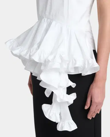Alexander McQueen Asymmetric Ruffled Peplum-Hem Blouse | Thumbnail 9