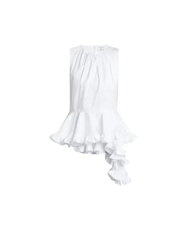 Asymmetric Ruffled Peplum-Hem Blouse