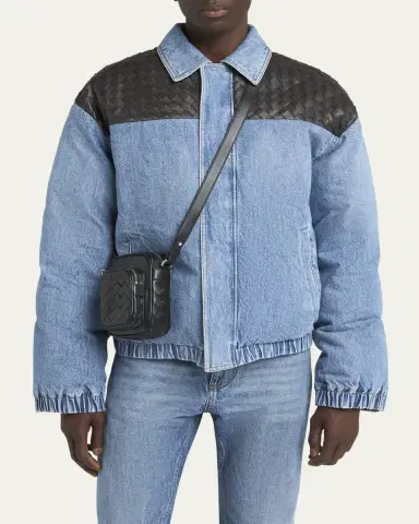 Bottega Veneta Men's Intrecciato Leather Vertical Crossbody Bag | Thumbnail 2 Bottega Veneta Men's Intrecciato Leather Vertical Crossbody Bag | Thumbnail 2