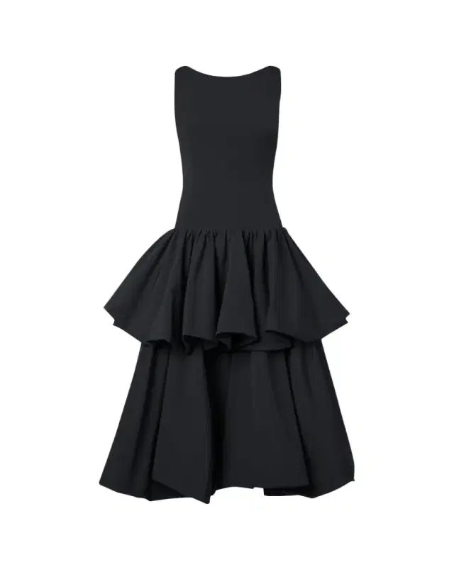 Akris punto Drop-Waist Ruffle Maxi Dress
