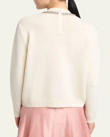 Valentino Garavani Embroidered Bow Crewneck Sweater | Thumbnail 3 Valentino Garavani Embroidered Bow Crewneck Sweater | Thumbnail 3