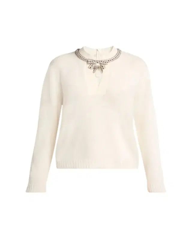 Embroidered Bow Crewneck Sweater