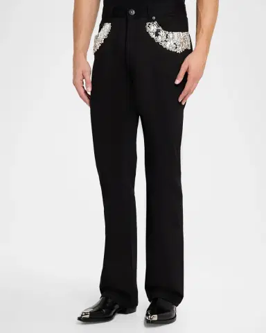 Alexander McQueen Men's Black Denim Slim Crystal-Trim Jeans | Thumbnail 8