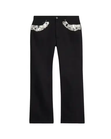 Alexander McQueen Men's Black Denim Slim Crystal-Trim Jeans | Thumbnail 1