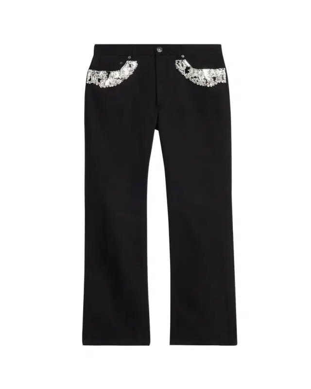 Men's Black Denim Slim Crystal-Trim Jeans