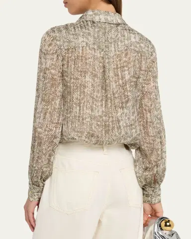 Ramy Brook Pauline Button-Front Silk Blouse | Thumbnail 3
