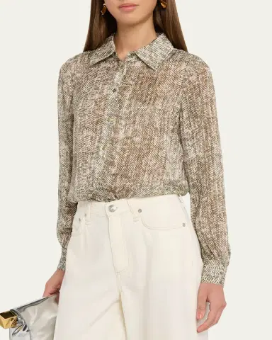 Ramy Brook Pauline Button-Front Silk Blouse | Thumbnail 4