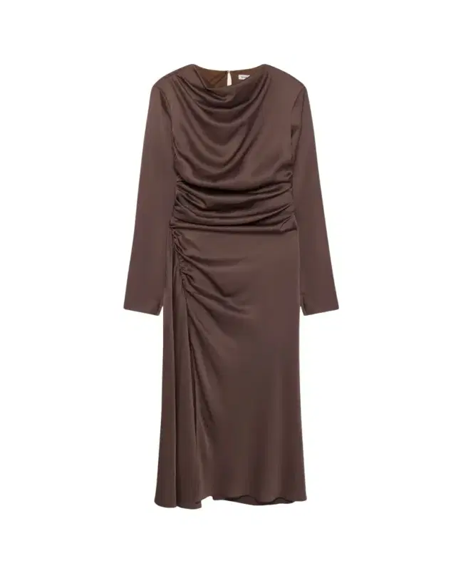 Odessa Draped Long-Sleeve Midi Dress
