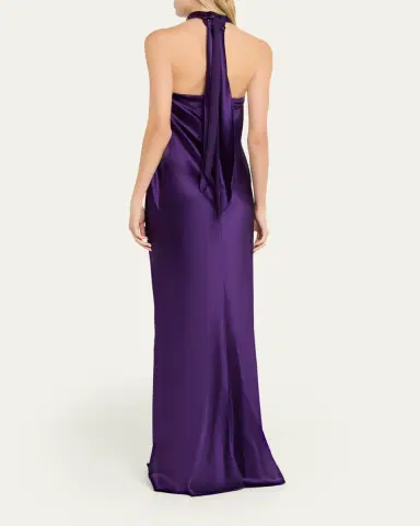 Ralph Lauren Collection Chilton Halter Stretch Satin Evening Dress | Thumbnail 3 Ralph Lauren Collection Chilton Halter Stretch Satin Evening Dress | Thumbnail 3