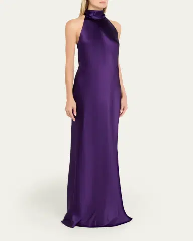Ralph Lauren Collection Chilton Halter Stretch Satin Evening Dress | Thumbnail 4 Ralph Lauren Collection Chilton Halter Stretch Satin Evening Dress | Thumbnail 4
