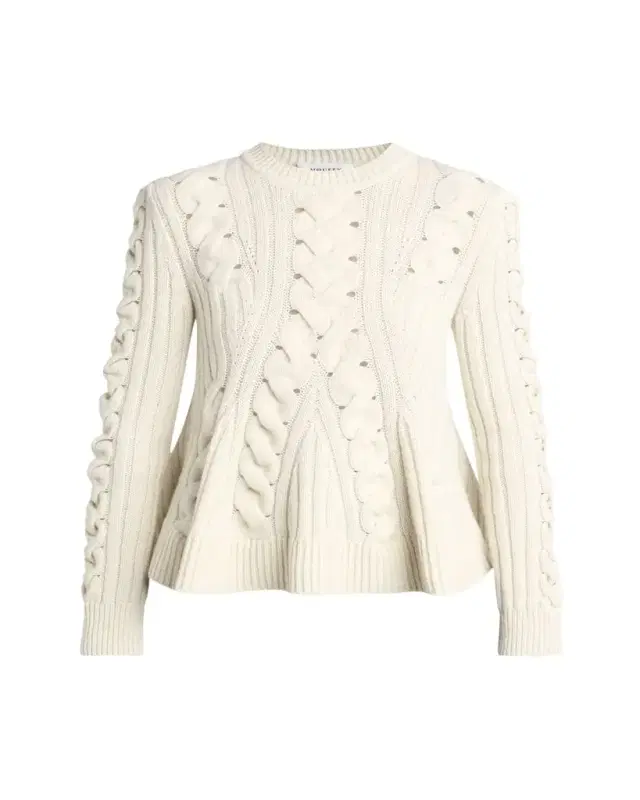Peplum Cable-Knit Wool Cashmere Sweater