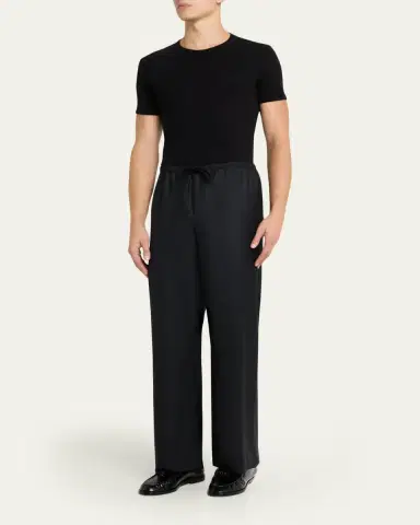 THE ROW Men's Xon Wool Flannel Relaxed-Fit Drawstring Pants | Thumbnail 2