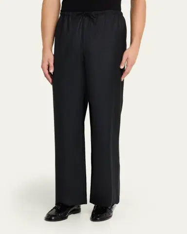 THE ROW Men's Xon Wool Flannel Relaxed-Fit Drawstring Pants | Thumbnail 4
