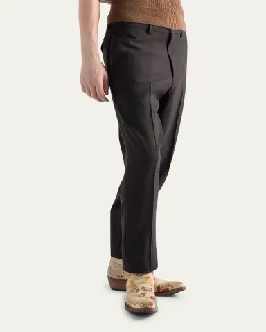 Prada Men's Wool Fleece Straight Flat-Front Pants | Thumbnail 4