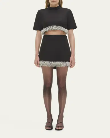 Simkhai Jalen Beaded Short-Sleeve Crop Top | Thumbnail 2 Simkhai Jalen Beaded Short-Sleeve Crop Top | Thumbnail 2