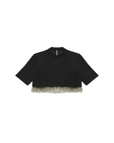 Simkhai Jalen Beaded Short-Sleeve Crop Top | Thumbnail 1 Simkhai Jalen Beaded Short-Sleeve Crop Top | Thumbnail 1