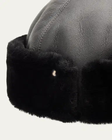 Pologeorgis Men's Napa Leather and Shearling Trapper Hat | Thumbnail 2