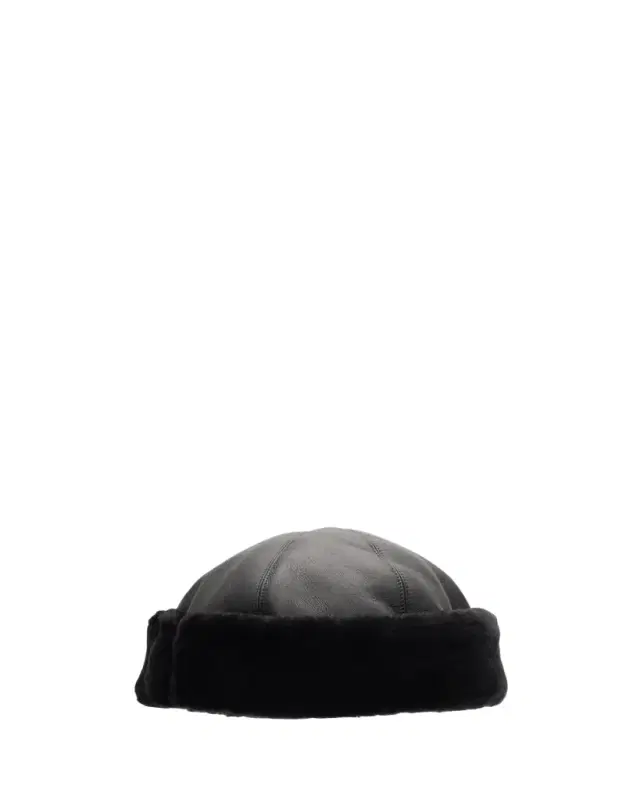 Pologeorgis Men's Napa Leather and Shearling Trapper Hat