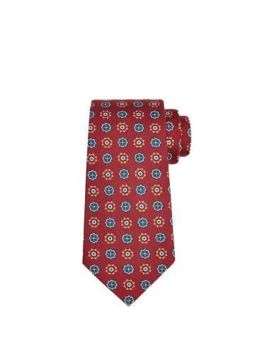 Kiton Men's Rust Medallion Silk Tie | Thumbnail 1