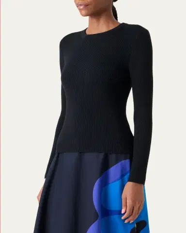 Akris punto Back-Cutout Rib Knit Crewneck Sweater | Thumbnail 4 Akris punto Back-Cutout Rib Knit Crewneck Sweater | Thumbnail 4