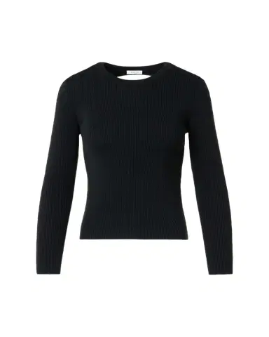 Akris punto Back-Cutout Rib Knit Crewneck Sweater | Thumbnail 1 Akris punto Back-Cutout Rib Knit Crewneck Sweater | Thumbnail 1