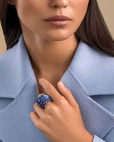 GIORGIO B Palma Blue Titanium and 18K Rose Gold Starburst Ring with Diamonds | Thumbnail 2 GIORGIO B Palma Blue Titanium and 18K Rose Gold Starburst Ring with Diamonds | Thumbnail 2