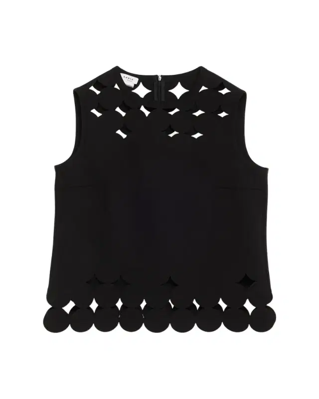 Sleeveless Cutout Polka Dot Top