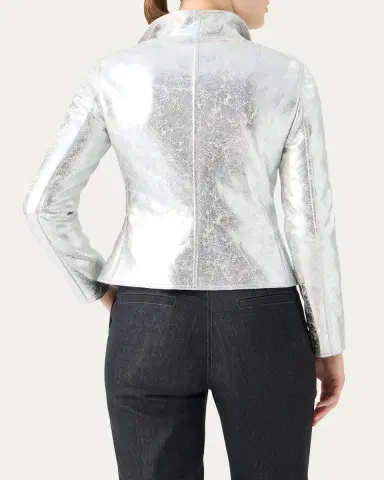 Akris punto Metallic Leather Moto Jacket | Thumbnail 3
