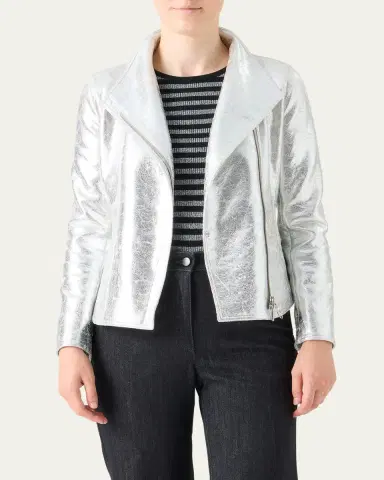 Akris punto Metallic Leather Moto Jacket | Thumbnail 4