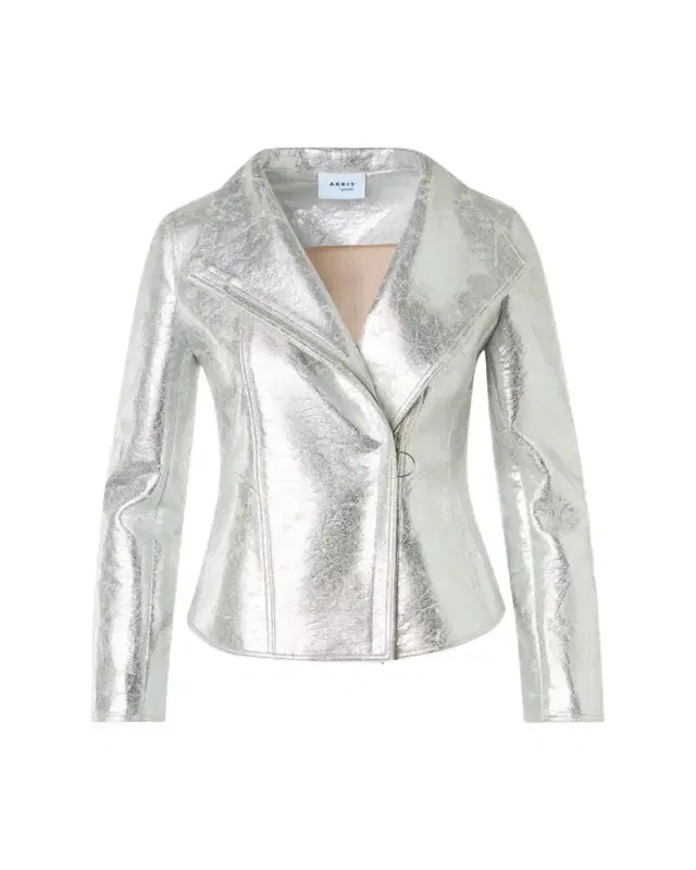 Metallic Leather Moto Jacket